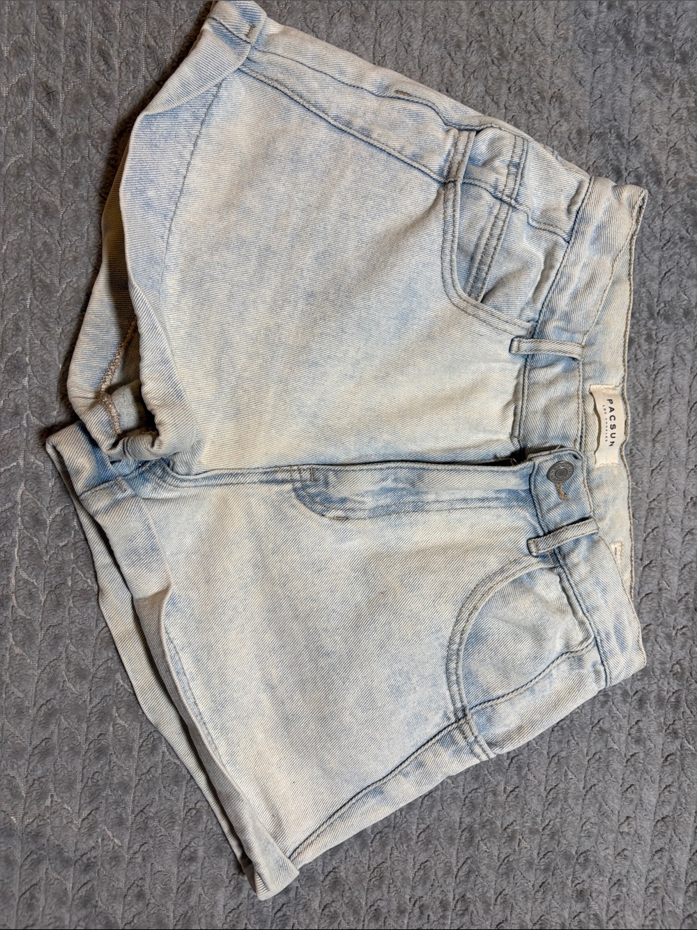 PacSun Kids Light Blue Denim Rolled-Hem Shorts 26 Waist
